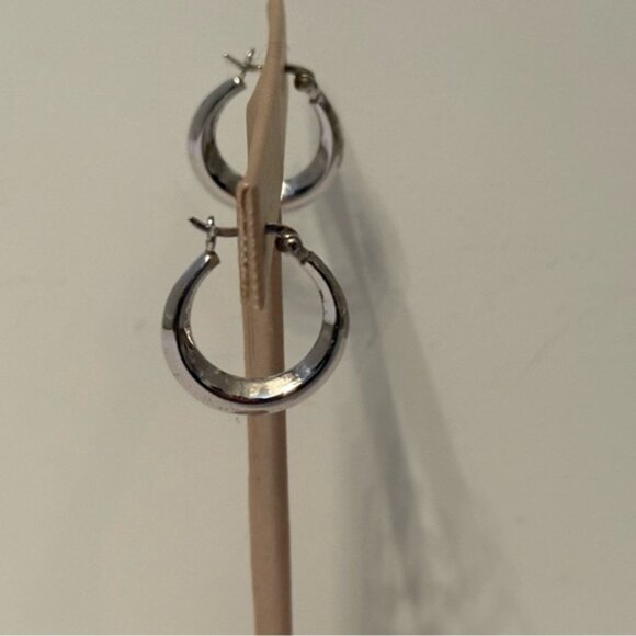 EARRINGS HINGED HOOP STERLING SILVER 925 2.3 g - Picture 1 of 7